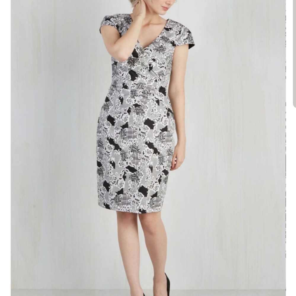 Modcloth Black and White Sheath Dress